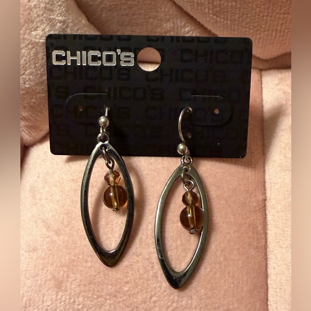 Chico's Metallic and Amber Earrings NWT